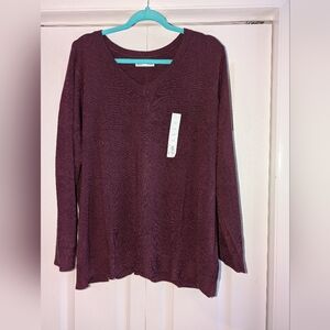 Croft & Barrow Women's V-Neck Sweater - Burgundy
